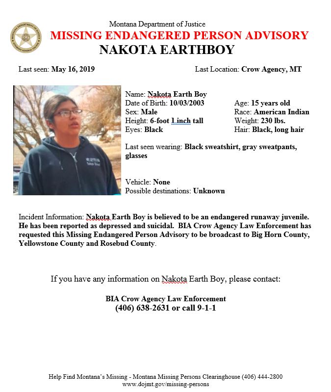 Missing Crow Agency teen located
